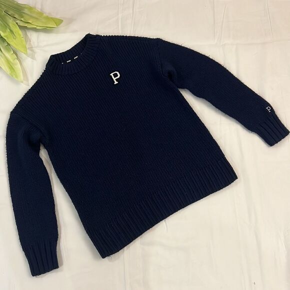 ⭐️pink navy blue crew knit sweater⭐️ - Picture 2 of 10
